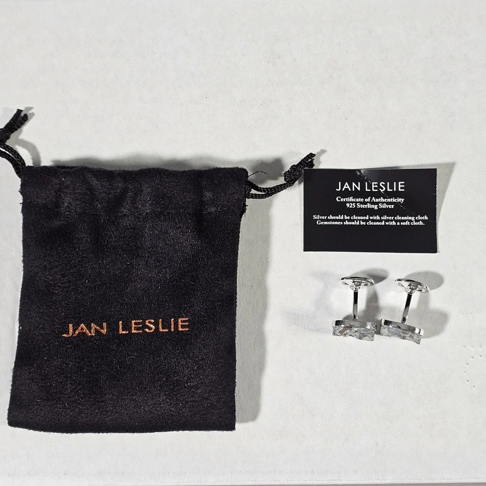 Jan Leslie Cufflinks Mens OS Silver Tourmalinated Quartz Sterling Silver 925